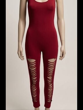 Sleeveless Cutout Jumpsuit in Burgundy